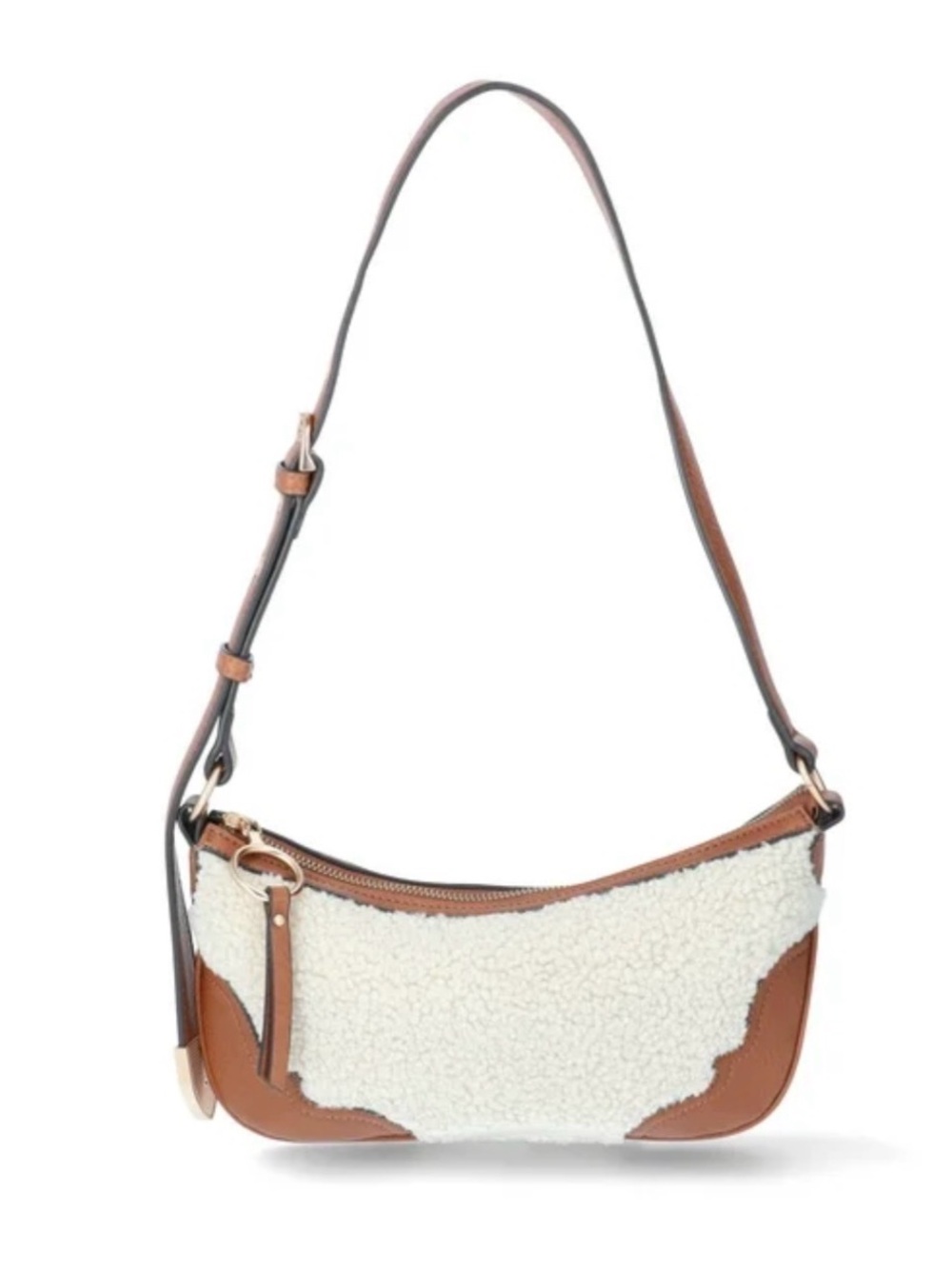 Jessica Simpson Woman’s JessieShoulder Handbag, Cognac & faux Shearling NWT